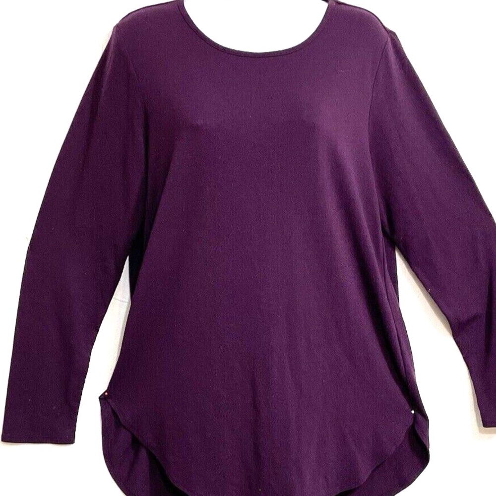 Calvin Klein Plus Size Plum Scoop Neck Polyester Blend Long Sleeve top Size 0X